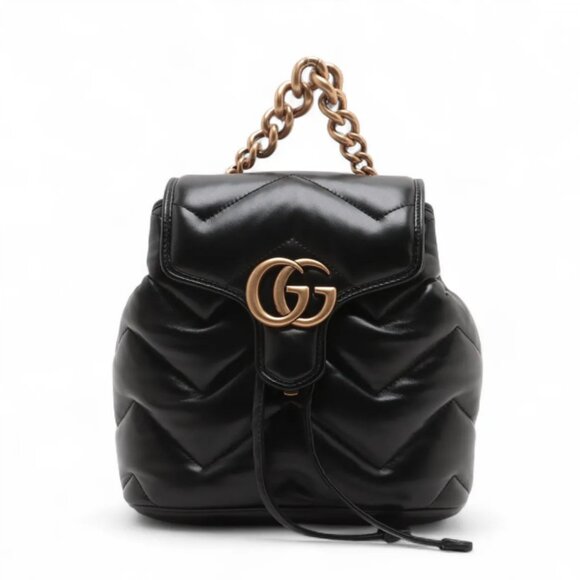 Gucci GG Marmont Leather Backpack Black - Picture 1 of 10